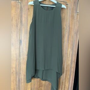 Eileen Fisher Green Asymmetrical Layered Silk Dress Size M